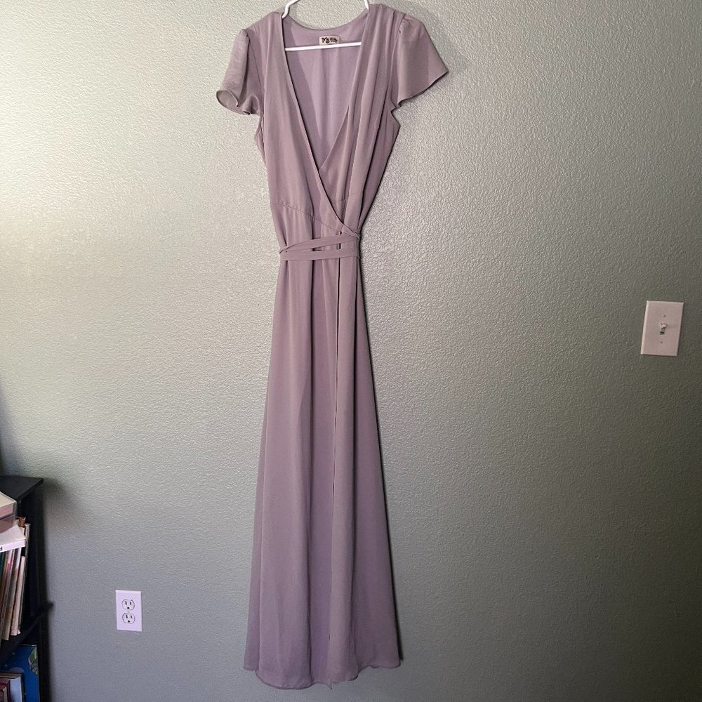 Gray V-Neck Wrap Dress